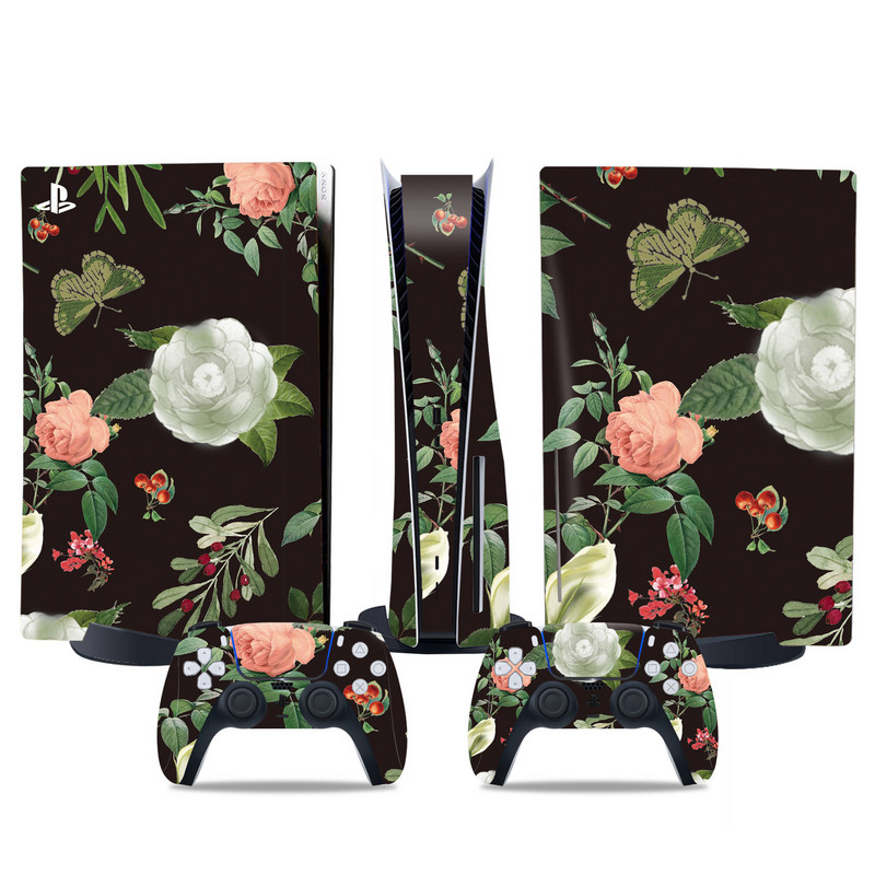 Ziedu dizains PS5 izdevumam, kas balstīts uz disku, Ādas uzlīme PS5 pvc uzlīme PS5 ādas uzlīme Uzlīme Vinila apvalki PS5 apvalkiem