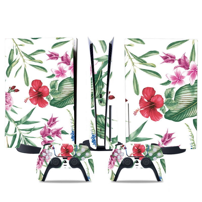 Ziedu dizains PS5 izdevumam, kas balstīts uz disku, Ādas uzlīme PS5 pvc uzlīme PS5 ādas uzlīme Uzlīme Vinila apvalki PS5 apvalkiem