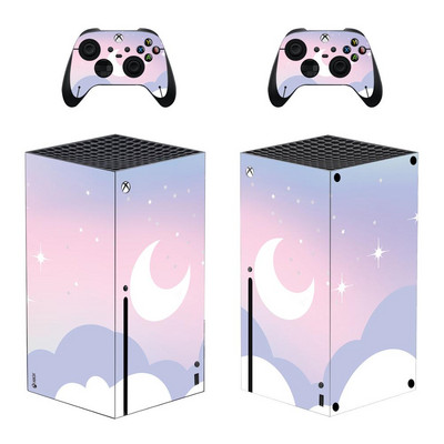 Starry Sky Star Moon nahakleebise kleebise kate Xbox Series X konsooli ja 2 kontrolleri jaoks, Xbox Series X nahakleebise vinüül
