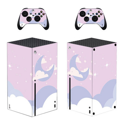 Starry Sky Star Moon nahakleebise kleebise kate Xbox Series X konsooli ja 2 kontrolleri jaoks, Xbox Series X nahakleebise vinüül