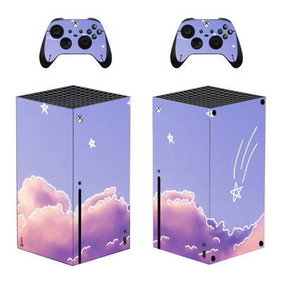 Starry Sky Star Moon nahakleebise kleebise kate Xbox Series X konsooli ja 2 kontrolleri jaoks, Xbox Series X nahakleebise vinüül