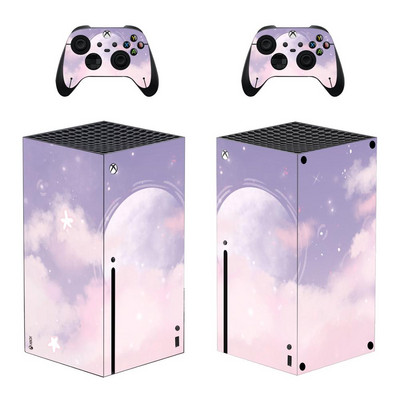 Starry Sky Star Moon nahakleebise kleebise kate Xbox Series X konsooli ja 2 kontrolleri jaoks, Xbox Series X nahakleebise vinüül