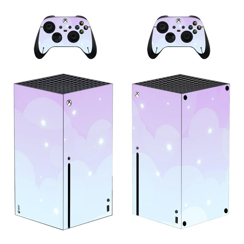 Starry Sky Star Moon nahakleebise kleebise kate Xbox Series X konsooli ja 2 kontrolleri jaoks, Xbox Series X nahakleebise vinüül