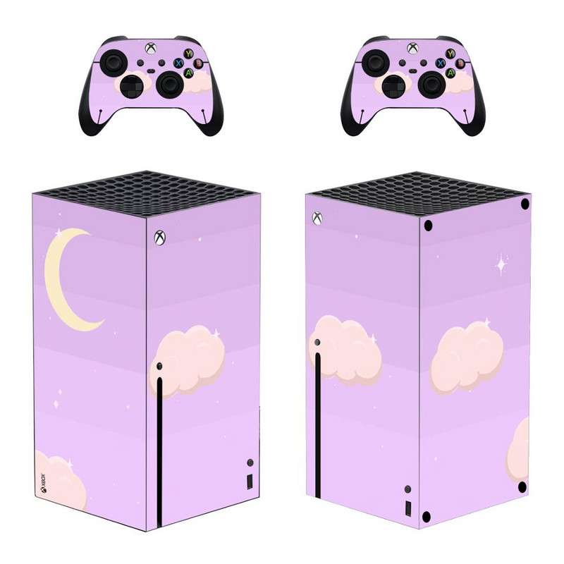 Starry Sky Star Moon nahakleebise kleebise kate Xbox Series X konsooli ja 2 kontrolleri jaoks, Xbox Series X nahakleebise vinüül