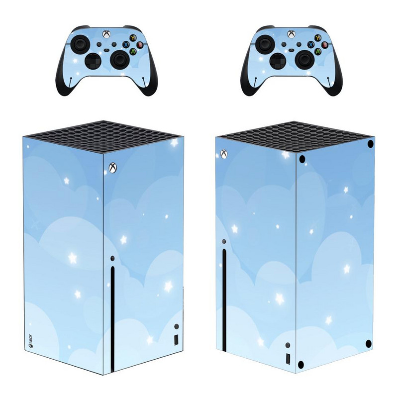 Starry Sky Star Moon nahakleebise kleebise kate Xbox Series X konsooli ja 2 kontrolleri jaoks, Xbox Series X nahakleebise vinüül