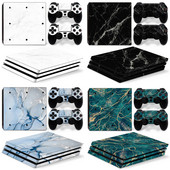 PS4 Pro konsolei un 2 kontrolieriem Ādas uzlīme PS4 marmora tekstūras noņemams vāks PVC vinila