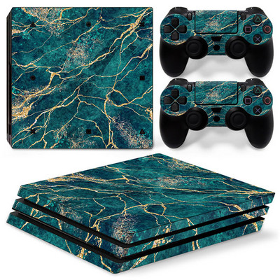 PS4 Pro konsolei un 2 kontrolieriem Ādas uzlīme PS4 marmora tekstūras noņemams vāks PVC vinila