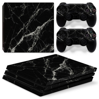 PS4 Pro konsolei un 2 kontrolieriem Ādas uzlīme PS4 marmora tekstūras noņemams vāks PVC vinila