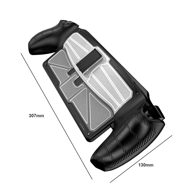 Triecienizturīgs TPU aizsargapvalka korpuss ar statīva spēļu konsoles kontroliera uzmavu, kas aizsargā pret nokrišanu paredzētu spēļu konsoles vāciņu PS5 portālam