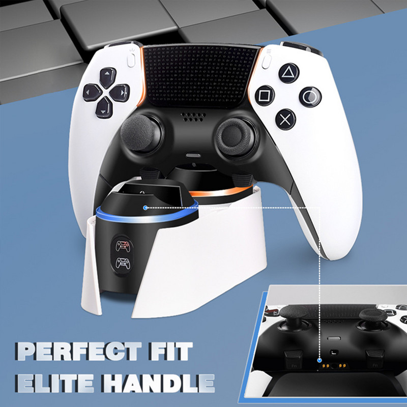 RGB kontroliera uzlādes stacija PlayStation 5 Dual Fast Charger LED indikatora uzlādes statīva dokstacija PS5 spēļu pults