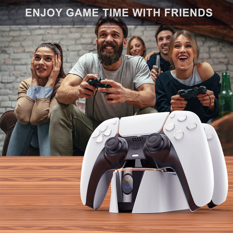 RGB kontroliera uzlādes stacija PlayStation 5 Dual Fast Charger LED indikatora uzlādes statīva dokstacija PS5 spēļu pults