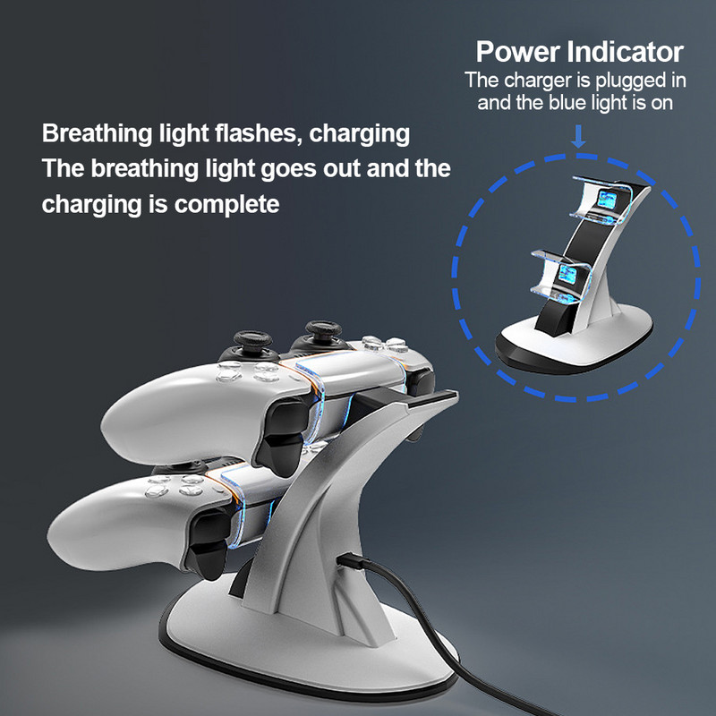 Dubults USB rokturis Ātrās uzlādes dokstacijas statīvs, lādētājs Gamepad Game Controller Lādētājs Kursorsvira Sony Playstation PS5