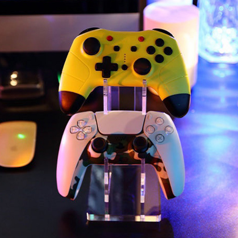 Akrila spēļu paneļa displeja statīvs divu kontrolieru turētājs Switch Pro/PS5/PS4/Xbox sērijas spēļu roktura atbalsta kursorsviras kronšteinam