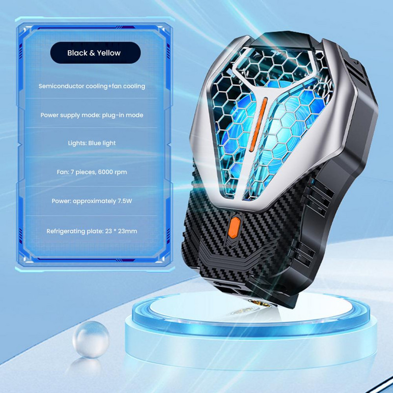 Viedtālruņa pārkaršanas dzesētāja divrežīmi mobilā tālruņa dzesētāja klipsis ar RGB gaismu zema trokšņa līmeņa ātrās spēlēšanas piederumi, ventilatora siltums