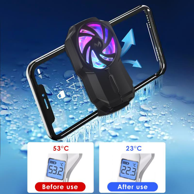 RYRA univerzális mobiltelefon hűtőventilátor radiátor PUBG telefonhűtő rendszerhez, hűvös hűtőborda mobiltelefonhoz, hátsó klipszel