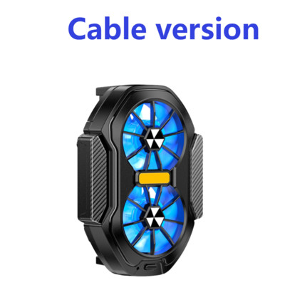 Divu ventilatoru pārnēsājams spēļu siltuma izlietnes spraudnis/uzlādējams tālruņa dzesētāja gaisa dzesēšana ar zilu gaismu Android IOS PUBG spēļu dzesētājam