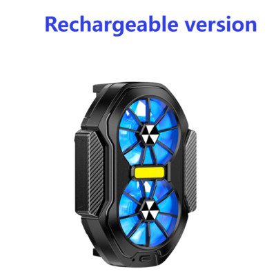 Divu ventilatoru pārnēsājams spēļu siltuma izlietnes spraudnis/uzlādējams tālruņa dzesētāja gaisa dzesēšana ar zilu gaismu Android IOS PUBG spēļu dzesētājam