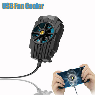 Divu ventilatoru pārnēsājams spēļu siltuma izlietnes spraudnis/uzlādējams tālruņa dzesētāja gaisa dzesēšana ar zilu gaismu Android IOS PUBG spēļu dzesētājam
