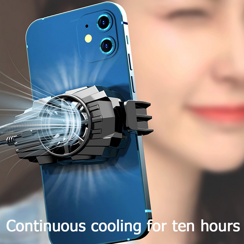 Divu ventilatoru pārnēsājams spēļu siltuma izlietnes spraudnis/uzlādējams tālruņa dzesētāja gaisa dzesēšana ar zilu gaismu Android IOS PUBG spēļu dzesētājam