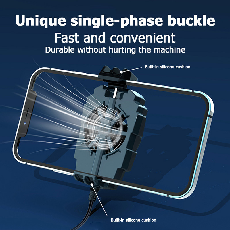 Divu ventilatoru pārnēsājams spēļu siltuma izlietnes spraudnis/uzlādējams tālruņa dzesētāja gaisa dzesēšana ar zilu gaismu Android IOS PUBG spēļu dzesētājam