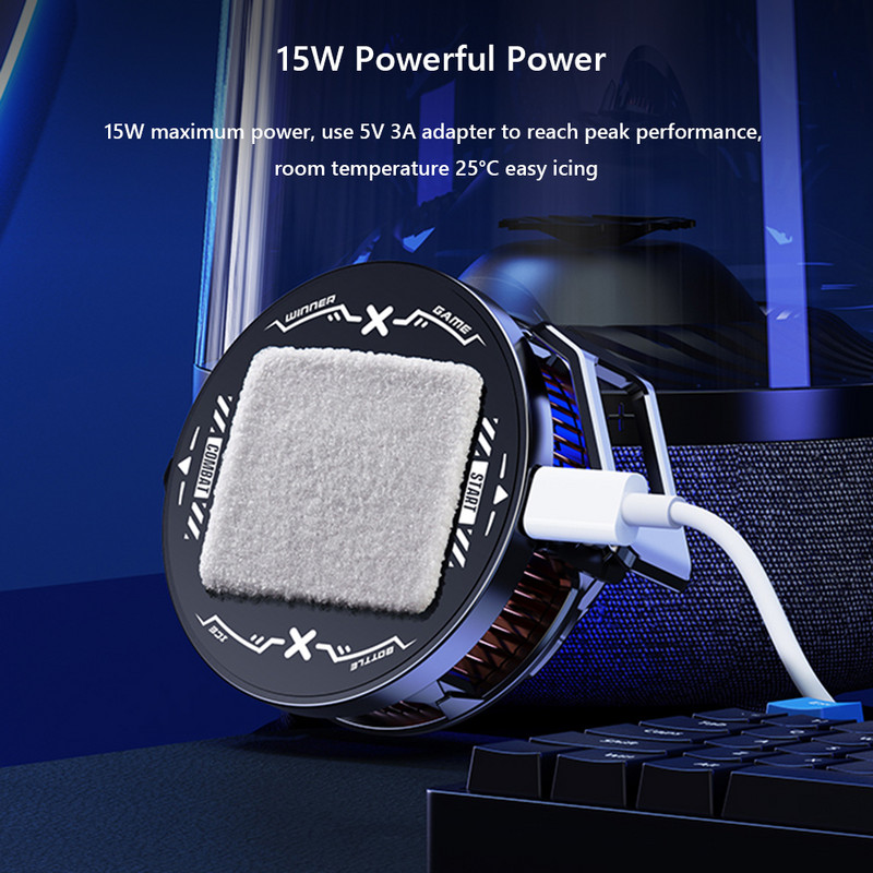 FS03 pooljuht mobiiltelefoni jahuti radiaator 15W tugev jahutus magnet ja pööratav klamber Quit 7 värvi valgustus