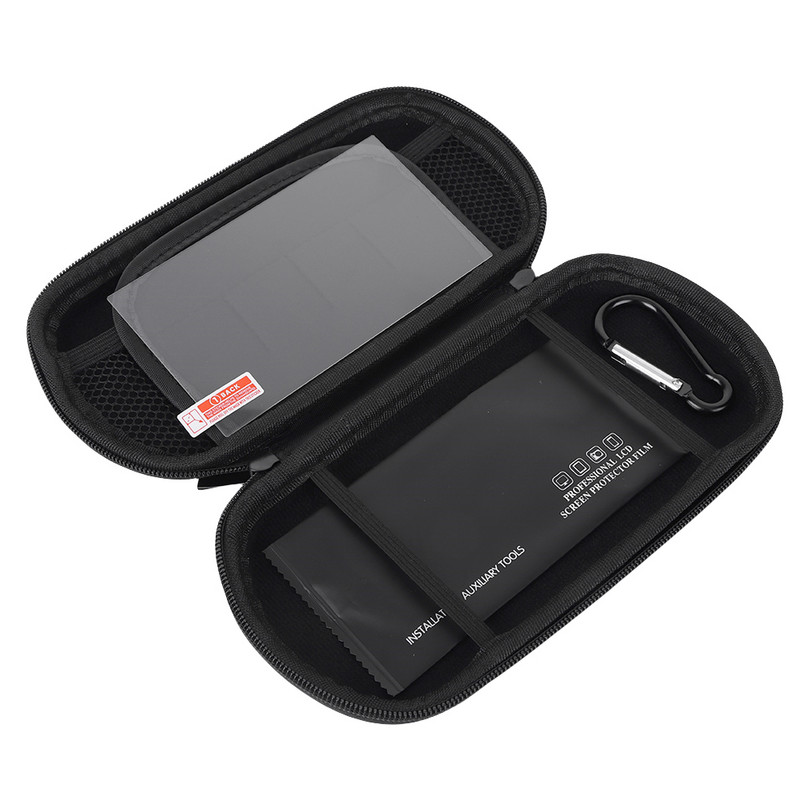EVA cietais pārnēsāšanas futrālis Trimui Smart Pro rokas spēļu konsolei triecienizturīgs uzglabāšanas maisiņš ar rūdīta stikla plēves spēļu piederumu