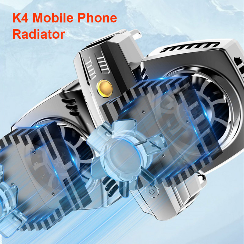 K4 mobilā tālruņa radiatora pusvadītāju dubultā dzesēšanas ventilatora turbo viesuļvētras spēles dzesētājs mobilā tālruņa siltuma izlietne iPhone tālrunim Samsung