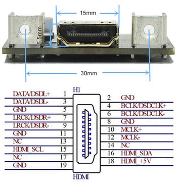 Δέκτης HDMI σε I2S Πίνακας μετατροπής σήματος μετάδοσης IIS σε HDMI Αποκωδικοποιητής DAC