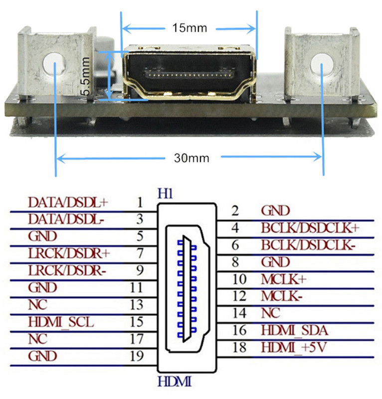 Receptor HDMI la I2S IIS la HDMI Placă de conversie a semnalului de transmisie Decodor DAC