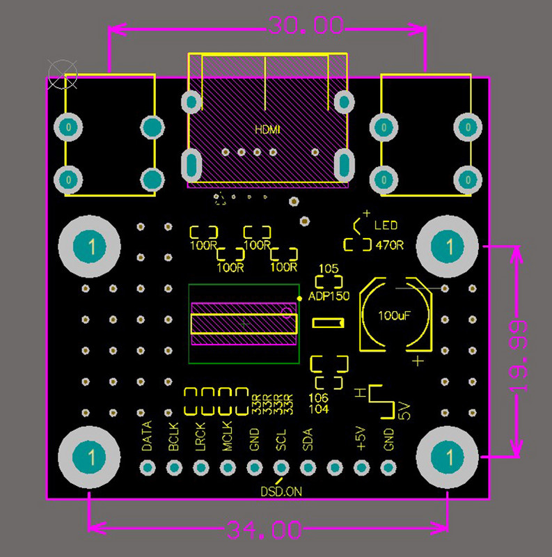 Receptor HDMI la I2S IIS la HDMI Placă de conversie a semnalului de transmisie Decodor DAC