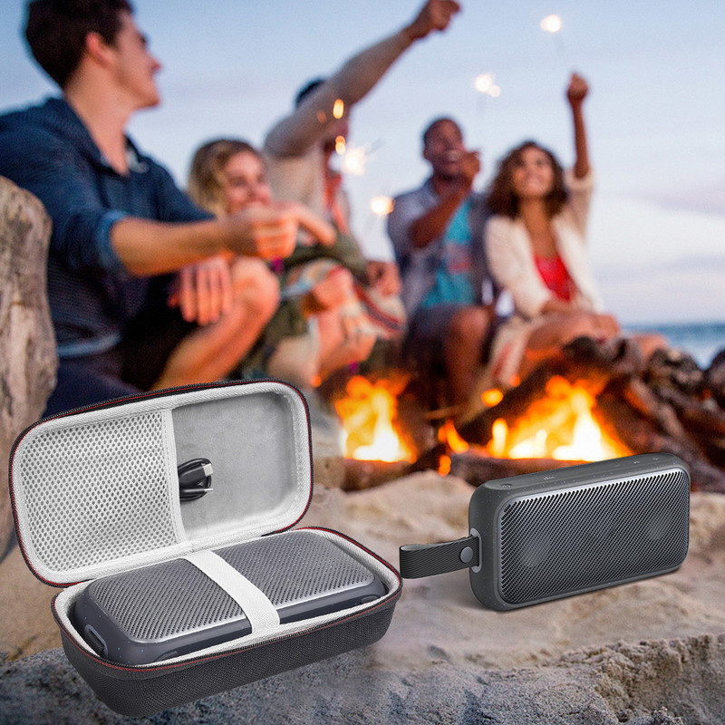 Ciets pārnēsāšanas futrālis Triecienizturīgs pārnēsājams soma EVA šļakatu necaurlaidīgs ceļojumu soma ar sieta kabatu priekš Anker SoundCore Motion 300