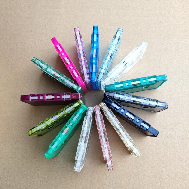 Színes átlátszó szalagtok műanyag hang mágneses hangrögzítő kazetta szalagház Üres tekercs a tekercshez kazetta (szalag nélkül)