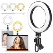 Lumină inelă de 16 cm Iluminare lampă LED cu clipă pe computer laptop pentru videoconferință Zoom webcam Chat Streaming live Youtube