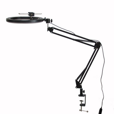 Darbvirsmas zvana gaisma ar statīvu mobilā tālruņa video uzņemšanai, dziesmas apgaismojums produktu fotografēšanai Straumēta fotoattēlu zvana gaisma