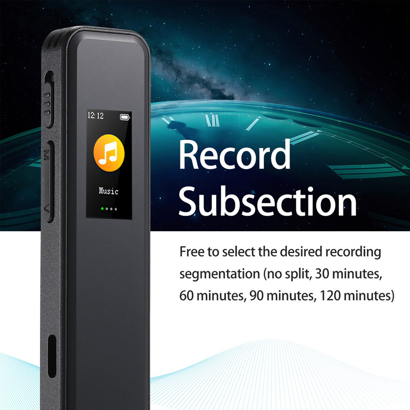 Recorder digital 64G Redare înregistrări activată Player muzical MP3 Mic Difuzor 1536KBPS Înregistrare HD Ecran TFT cu căști