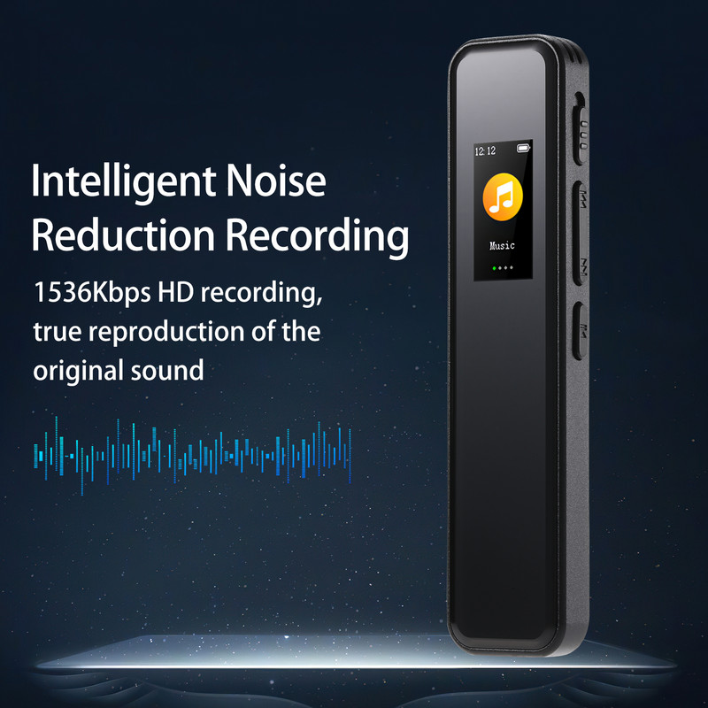 Recorder digital 64G Redare înregistrări activată Player muzical MP3 Mic Difuzor 1536KBPS Înregistrare HD Ecran TFT cu căști