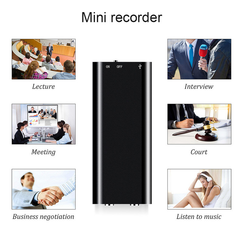 Mini 8GB 16GB 32GB Voice Digitalni audio diktafon Profesionalni Mp3 player 3 u 1 Memorijska pohrana 192Kbps Snimanje WAV