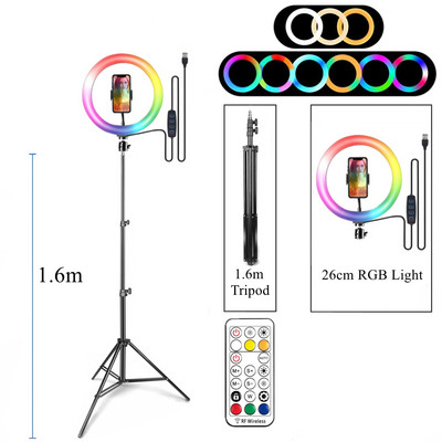 Led svjetla Prstenasta svjetiljka RGB sa stativom Okruglo prstenasto svjetlo Fancy Lighting Fotografija Foto Studio Selfie Za Telefon Video