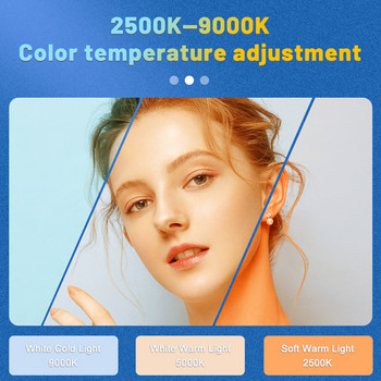 MAMEN 70° Συγκεντρωμένο φως 2500-9000K Φως κάμερας RGB Φως βίντεο Ενσωματωμένη μπαταρία 4000 mAh για φωτογραφία Livestream Vlog