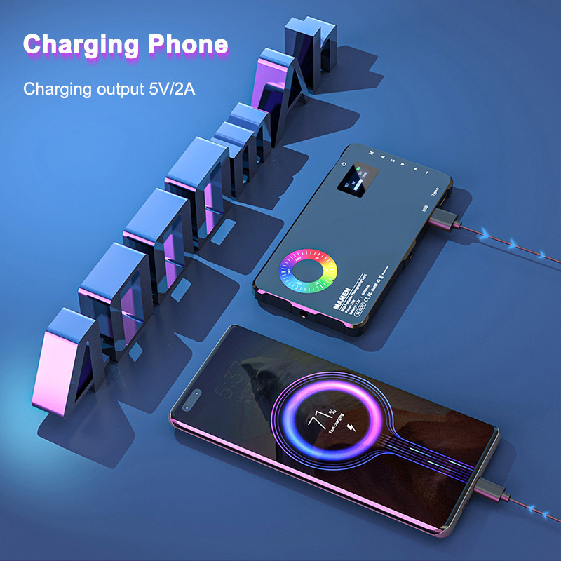 MAMEN 70° koncentrēta gaisma 2500-9000K kameras gaisma RGB video gaisma Iebūvēts 4000mAh akumulators fotografēšanai tiešraides vlog
