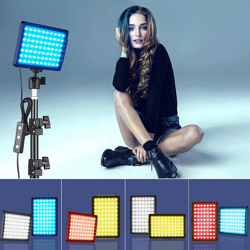 6 collu LED video gaismas panelis 5600 k fotografēšanas apgaismojums fotostudijas lampas komplekts YouTube tiešraides straumēšanai ar statīva RGB filtru