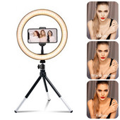 26 cm LED-selfie rõngasvalgusti ministatiiviga ümmarguse rõngaslambiga telefoni parempoolse valgusega pildistamiseks Beringi valgustusega