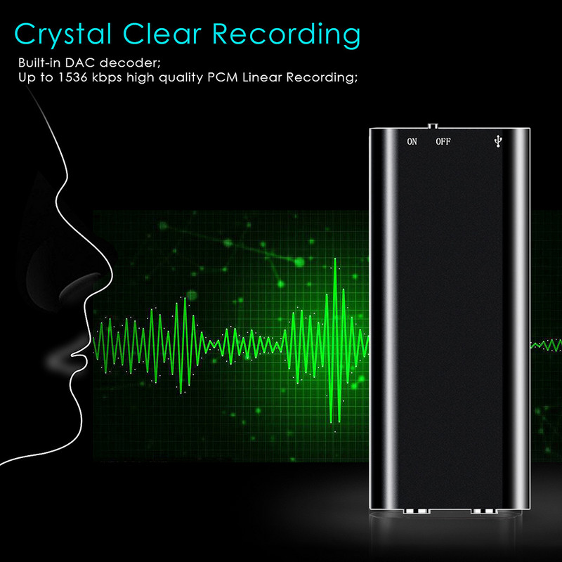 Profesionalni mini 8GB 16GB 32GB Glasovni digitalni audio diktafon Mp3 player 3 u 1 Memorijska pohrana 192Kbps Snimanje WAV