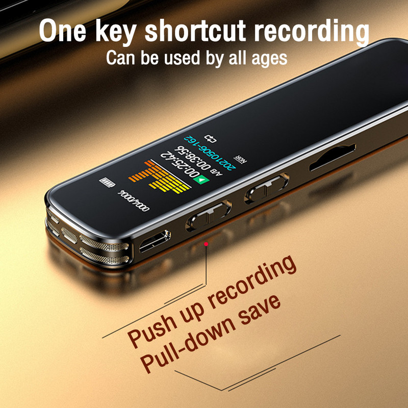 HD skaitmeninis įrašymo įrenginys Du mikrofonai Išmanusis triukšmo mažinimas Diktofonas MP3 grotuvas Interviu Konferencijos įrašymo įrenginys Diktofonas