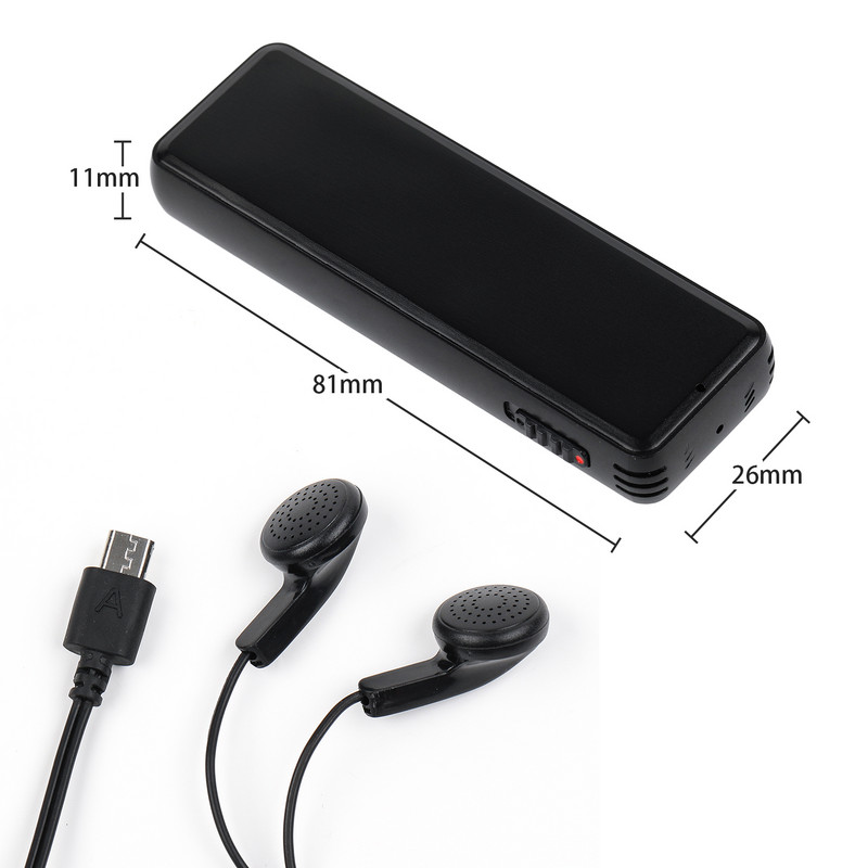 16GB цифров диктофон, гласово активиран аудио запис, MP3 музикален плейър, 70-90 часа непрекъснато време за запис за клас