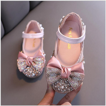 2023 ΝΕΑ Δερμάτινα παπούτσια για κορίτσια Rhinestone Bow Princess Παιδικά πάρτι Παπούτσια χορού Βρεφικά Φοιτητικά Flat παπούτσια Παιδικά παπούτσια Performance