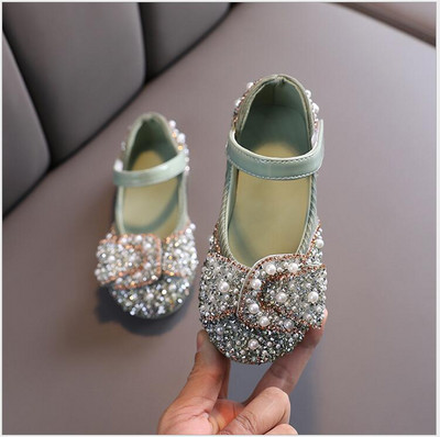 2023 НОВИ кожени обувки за момичета с панделка принцеса детски парти танцови обувки Бебешки студентски плоски обувки Детски обувки за представление
