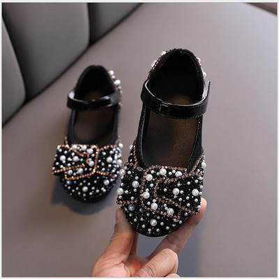 2023 НОВИ кожени обувки за момичета с панделка принцеса детски парти танцови обувки Бебешки студентски плоски обувки Детски обувки за представление