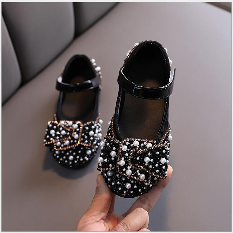 2023 НОВИ кожени обувки за момичета с панделка принцеса детски парти танцови обувки Бебешки студентски плоски обувки Детски обувки за представление