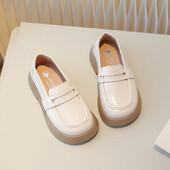 Нови детски кожени обувки 2024 Пролет Есен Черни обувки за момичета Модни детски принцеси Ежедневна рокля Мокасини Мери Джейн Дебело дъно